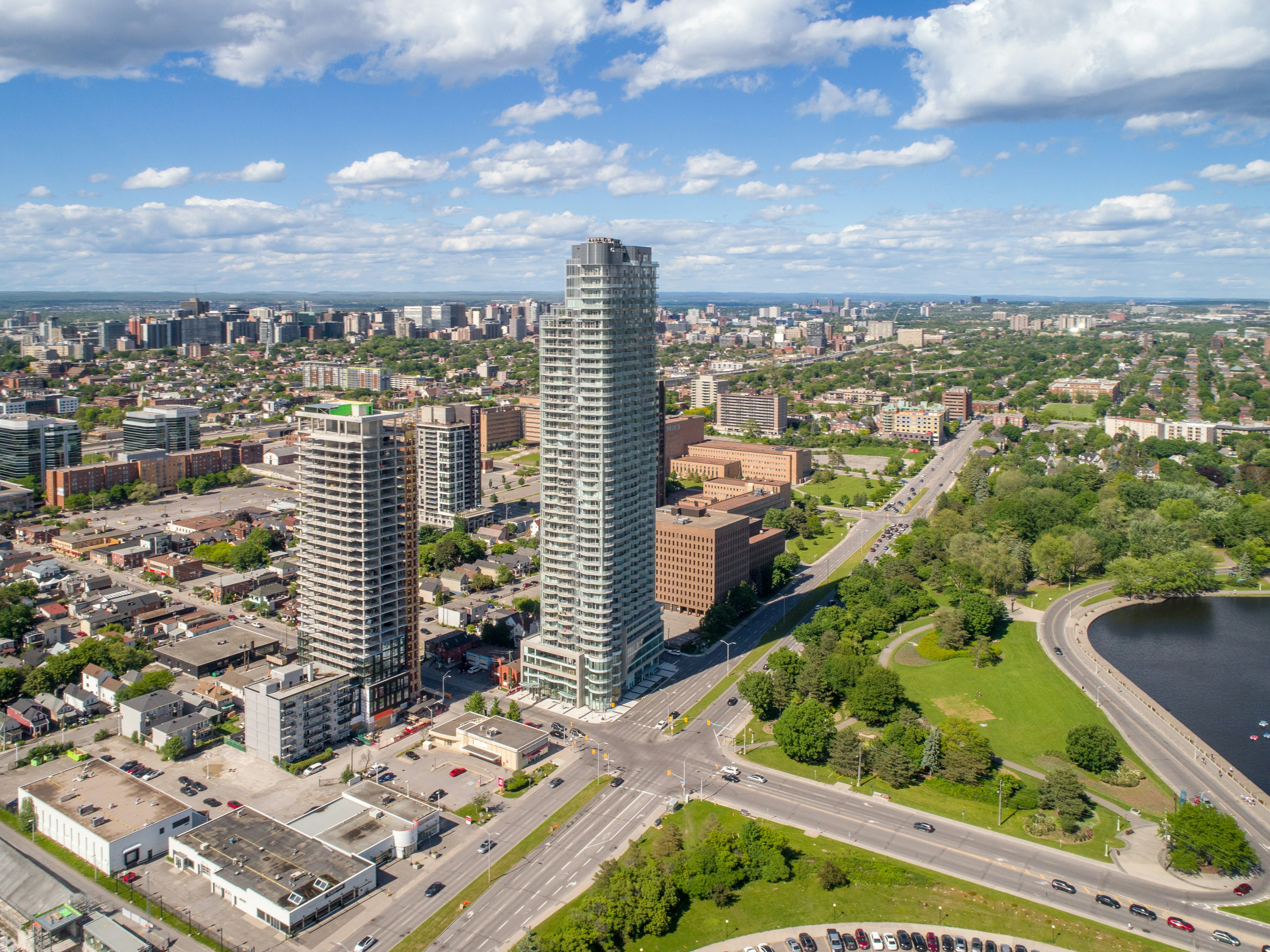 High-rise corridor and skyline representing market selection and criteria